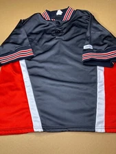 Vintage EASTBAY Made in USA Button Black White Red Jersey T Shirt Rare Sz Large