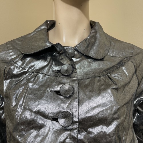 Chaqueta para mujer gris plata algodón informal hebillas brillantes talla L cuello abotonado - Imagen 3 de 21