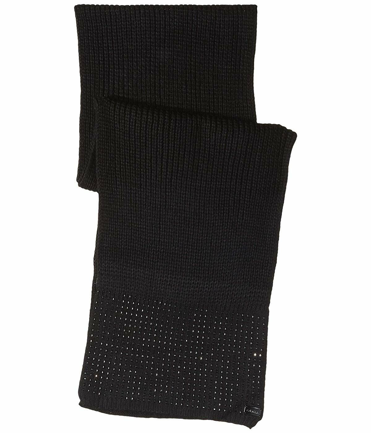 Calvin Klein Womens Ck Logo Print Fringe Rectangle Scarf Gray 