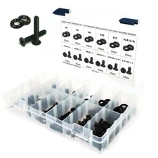 Black Oxide Stainless Steel Phillips Flat Head Machine Screw Kit w/ Cup Washers