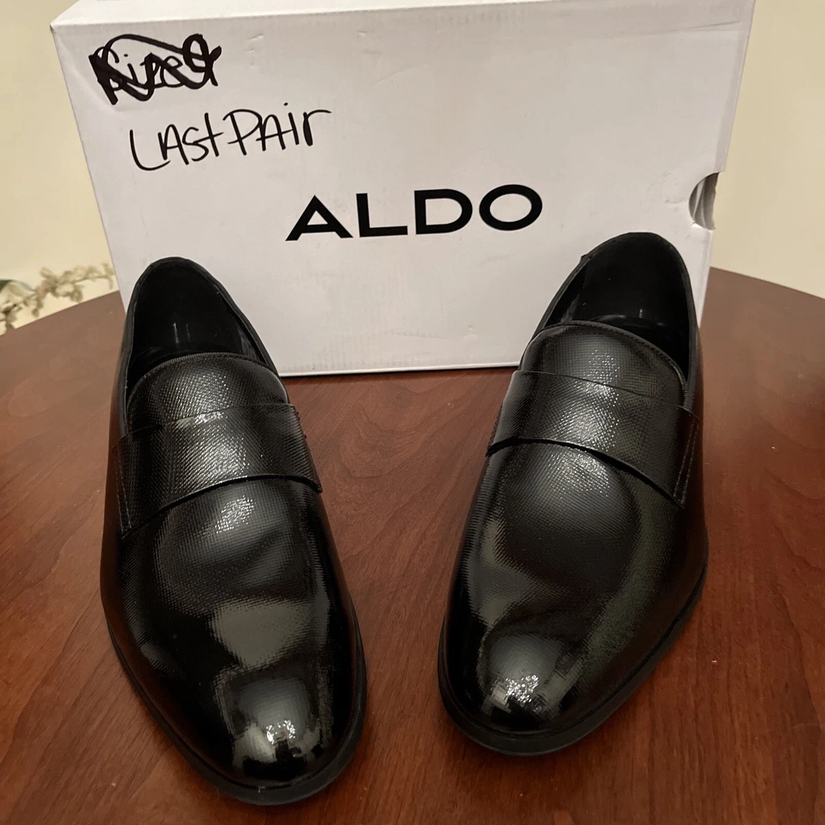 Aldo Men’s Black Patent Leather Dress Shoes Size 9 Cap Toe Formal Wedding Prom Amazon.com | Ferro Aldo Alvin Men main image 3