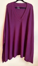 Chico’s Poncho Cover Up Sz M - L Over the Head Purple/Eggplant Knitted Oversized