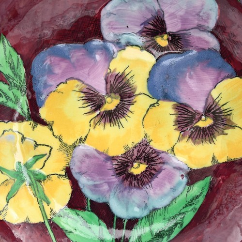 Royal Doulton Pansy Pattern D6402 Trio Footed Bowl, Charger and Tray, England - Picture 13 of 24