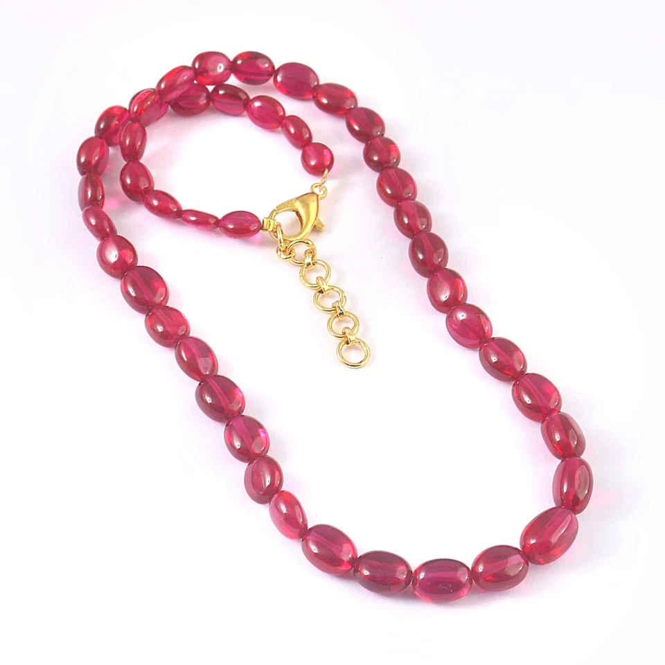 Flawless Ruby smooth oval Beads Necklace, Ruby Gemstone Necklace 16 Inches 6-8mm - Image 2 of 4