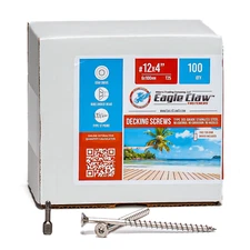 Eagle Claw Fasteners 12 x 4 Inch 305 Grade Stainless Steel Deck Screws 100 Box