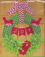 JOY WREATH--Christmas--Red Birds--Poinsettias...