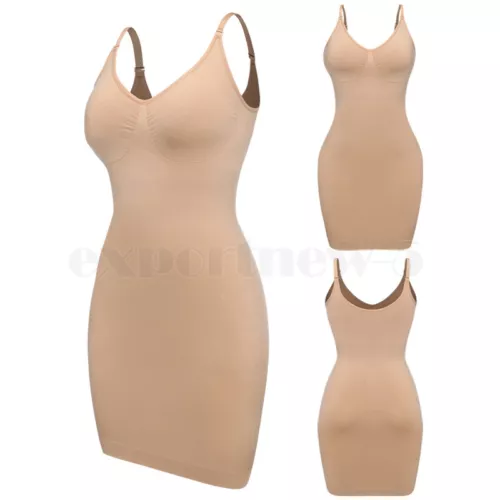 Women's Full Slip Dress Strapless Tummy Firm Control Body Shaper Slim Shapewear - Picture 24 of 33