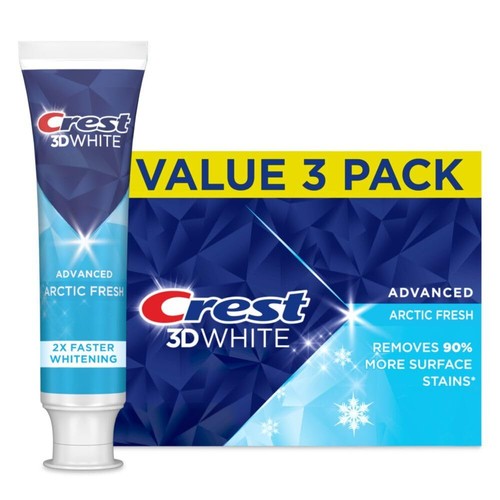 3D White Advanced Teeth Whitening Toothpaste, Fresh, 3.3 oz, Pack of 3