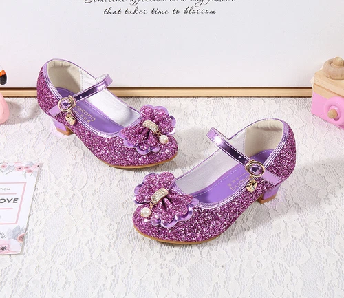 Kinder Mädchen Festliche Schuhe Absatz Glitzer Hochzeit Party Prinzessin Schuhe- - Bild 22 von 39