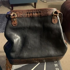 BRAHMIN VINTAGE TUSCAN SHOULDER BAG BLACK / BROWN MELBOURNE & LEATHER