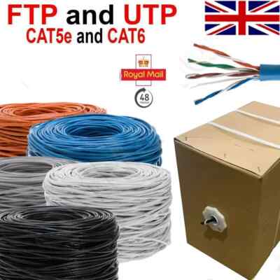 CAT6/5 Netzwerk Ethernet Kabel 305m UTP FTP RJ45 Patch Rolle Lan Outdoor Rolle SET