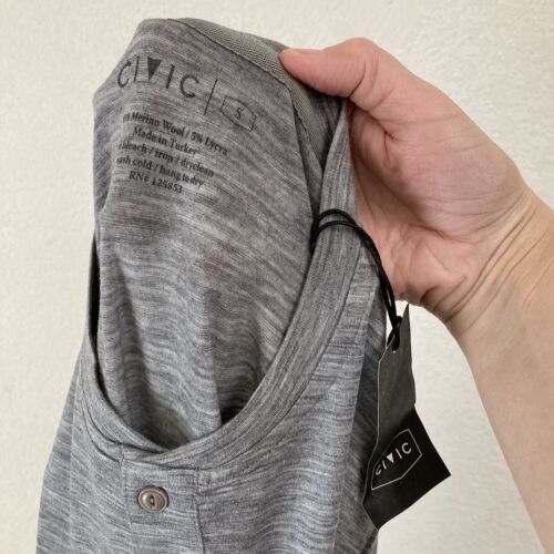 Taylor Stitch Civic The Zaha Henley Merino Lana Gris Breather Variedad para Hombre NUEVO - Imagen 4 de 7