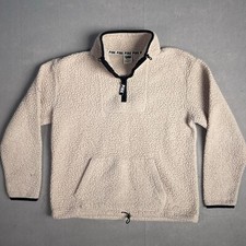 Victoria's Secret PINK Sherpa Fleece 1/4 Zip Pullover Jacket Woman Medium Beige