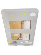 Moon and Stars Gold White Baby Swaddle Cotton Blankets Baby Shower Gift New