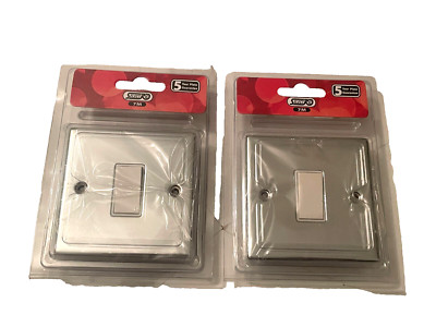 2 x Packungen Ein Gang Zwei Wege Poliert Chrom Lichtschalter Platte 10A LG201-2PC