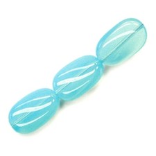 25 Preciosa Czech Boho Glass Opal Blue 14mm Wavy Flat Oval Bohemian Craft Beads