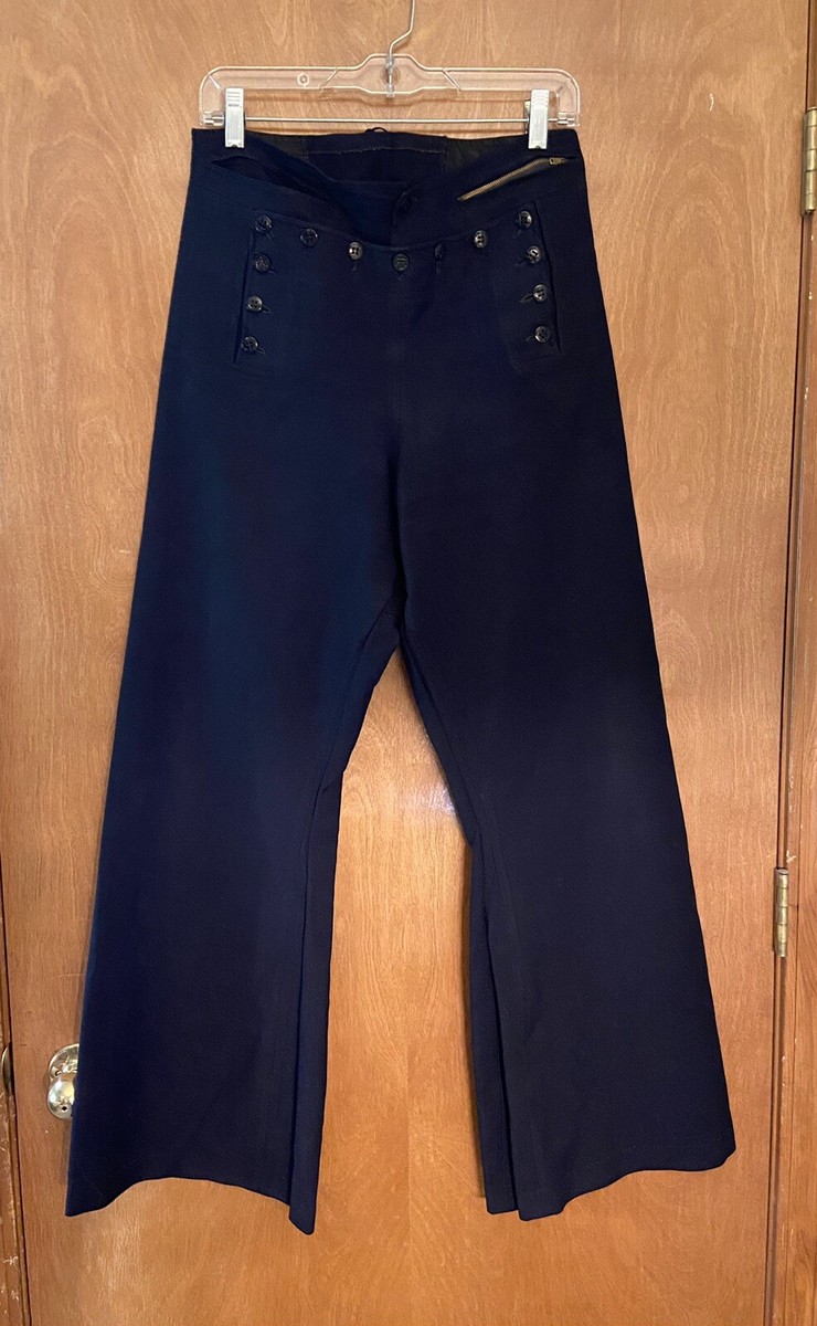 VTG 70s Flap Front US Navy Sailor Pants Wool Wide Leg Flare VTG 70s Flap Front US Navy Sailor Pants Wool Wide Leg Flare