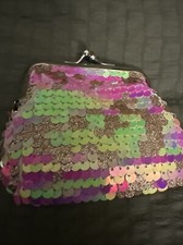 Love This Multi Colored Sequins With Pink Yellow And Green Change Purse