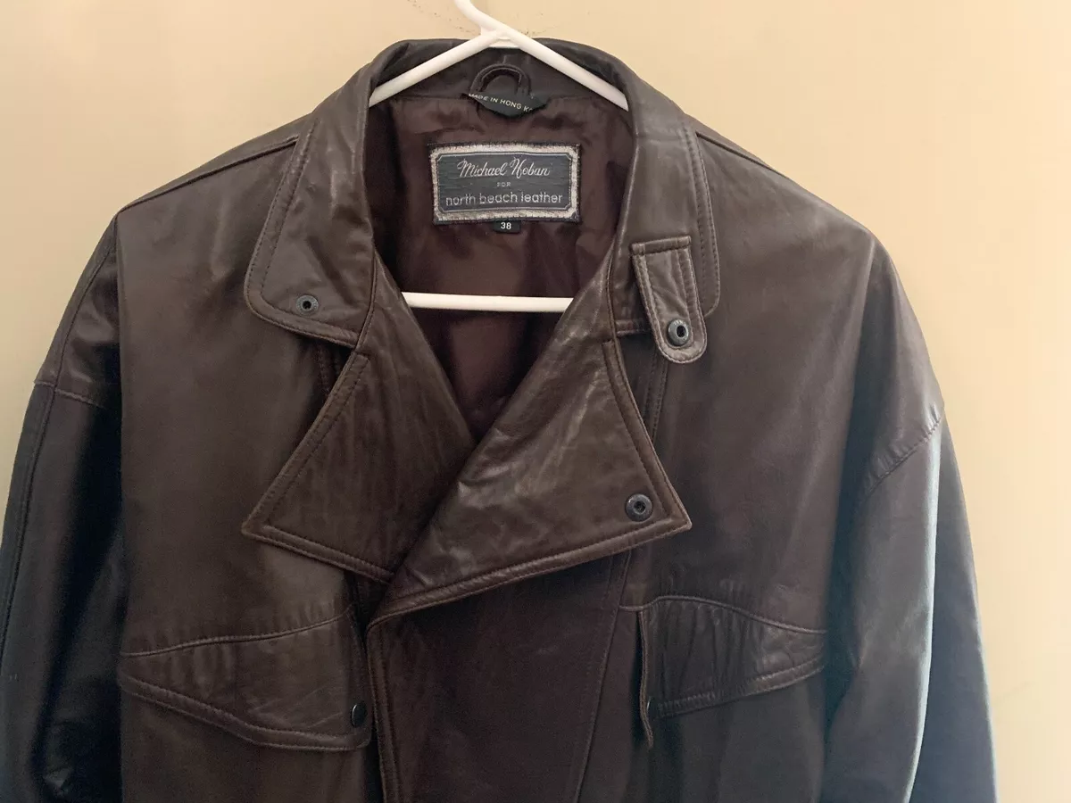 Vintage Brown Michael Hoban North Beach Brown Leather Jacket Men's Size 38 (A20)