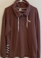 Victoria's Secret Pink Sweatshirt Mauve 1/4 Zip Pullover Large Long Sleeve