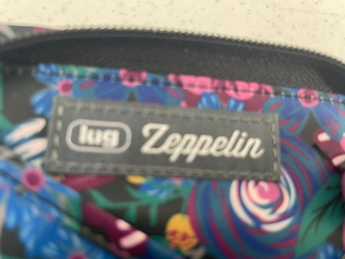 LUG Zeppelin Floral Whimsy Black & Interior LOVE STRIPES Wristlet Wallet NEW - Picture 5 of 9