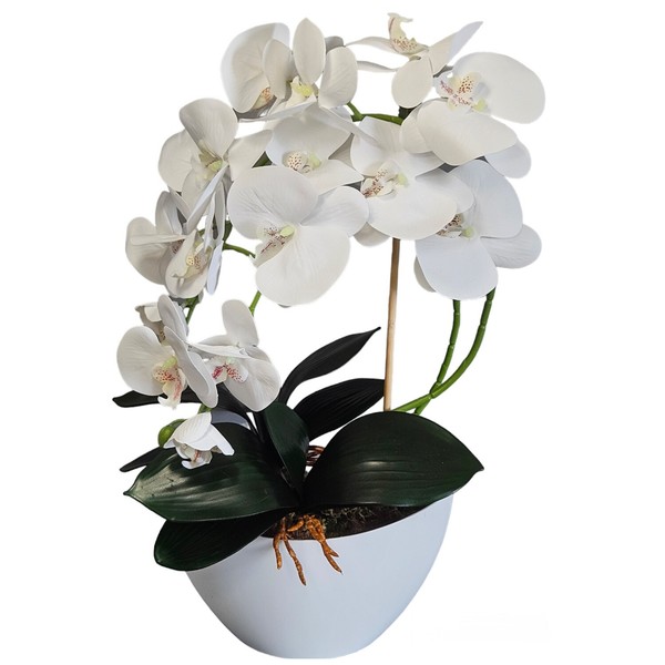 KüNstliche Orchidee Im Topf Kunstblumen Kunstpflanzen Weiß Orchideen Blumen-image