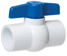 3 In. Inline PVC Ball Valve, Compact T-Handle Water Shut Off Blue Valve Slip 3"