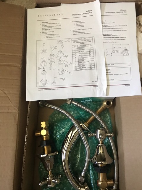 Pottery Barn Victoria Cross Handle Widespread Bathroom Faucet