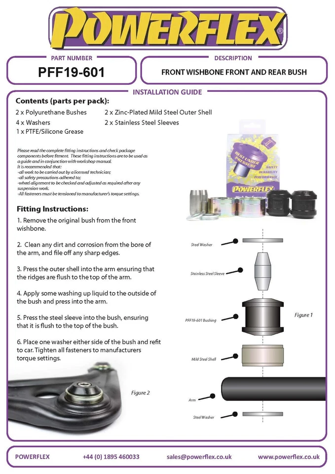 Powerflex Black FrWishbone Rr Bushes 46Mm Per Ford Mondeo 1992-2000 PFF19-601BLK - Immagine 3 di 4