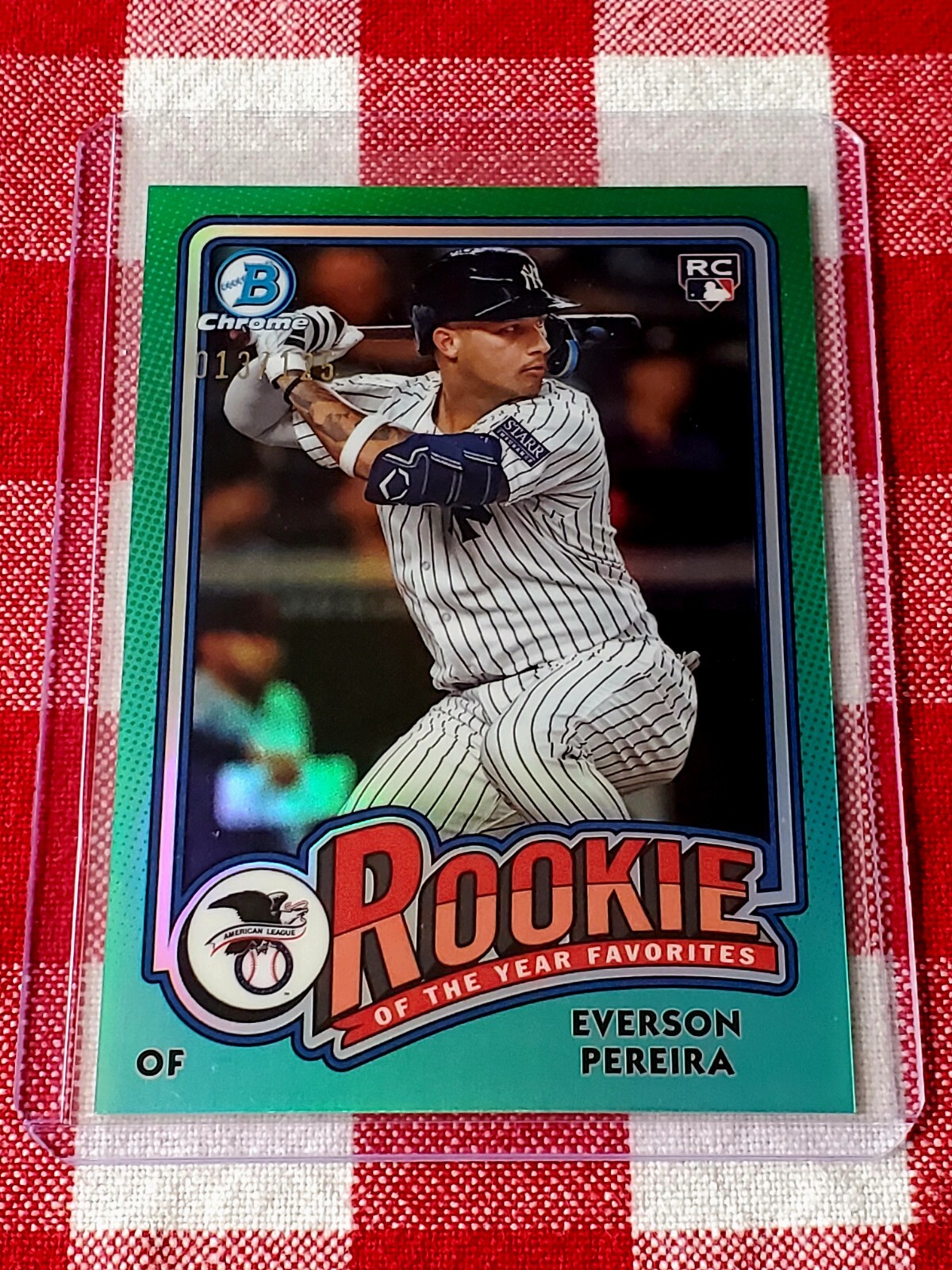 Everson Pereira RC 2024 Bowman Chrome ROY Favorites Aqua Refractor /125 Yankees