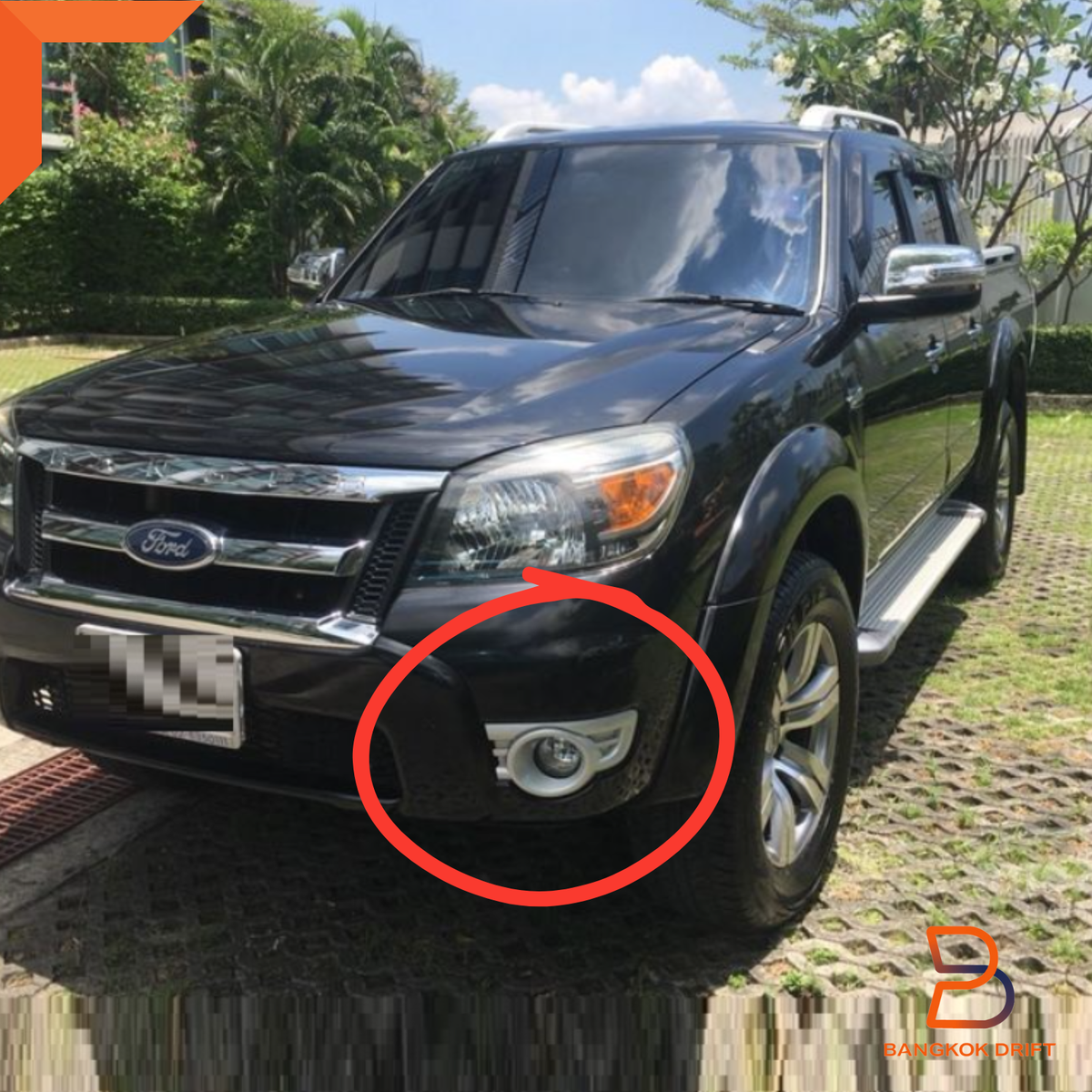 Fog Lamp Driving Light For Ford Ranger PK 09-11 Grey Cover Trim
