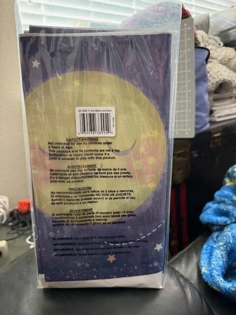 To The Moon and Back Stars Night Sky Space Baby Shower Party Tablecover 54x102” - Image 2 of 2