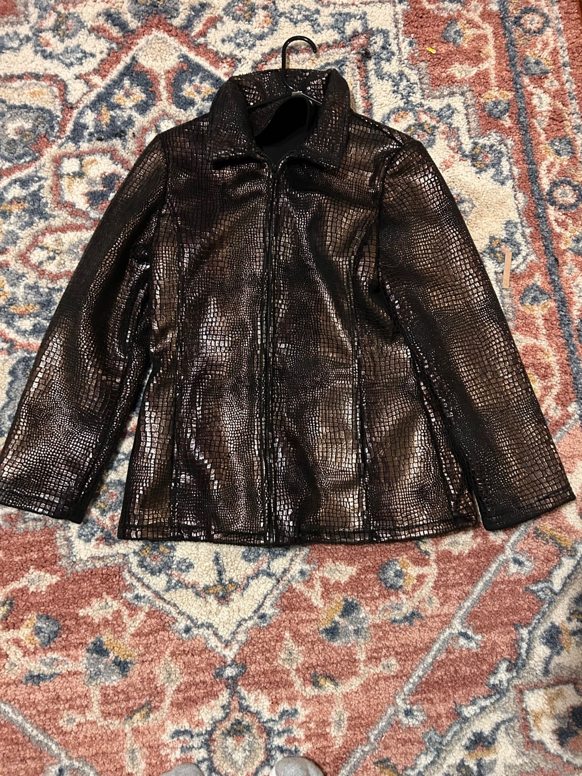 Ameri Mode Womens Jacket Snakeskin Black Zip Fron… - image 1