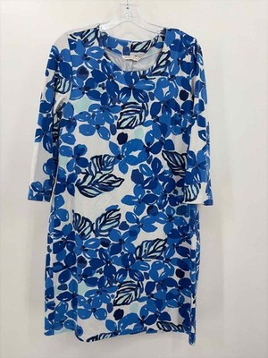 Pre-Owned Mahi Gold Blue Size Medium Floral Knee Length Long Sleeve Dress