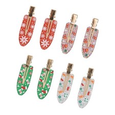 4 Pairs Christmas Hair Clips No Bend No Crease Green Red Holiday Hair Accesso...