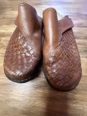 Predictions Leather Collection Brown Woven Comfort Clog Slip-On Shoes Women 7