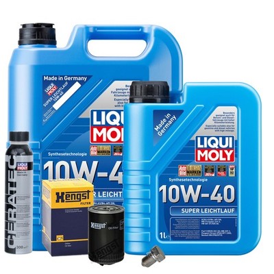 Motoröl 10W40 LIQUI MOLY 6L+HENGST Ölfilter+Cera Tec+Ölablassschraube