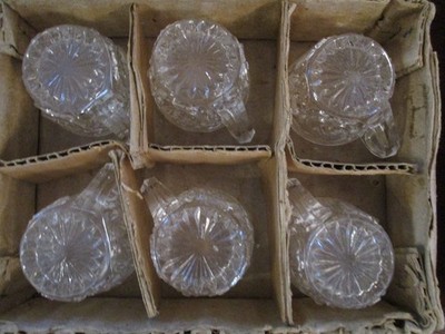 Set - 6 Open Salt Cellars Dips In Box - Tea Cup / Glass A.A. Importing