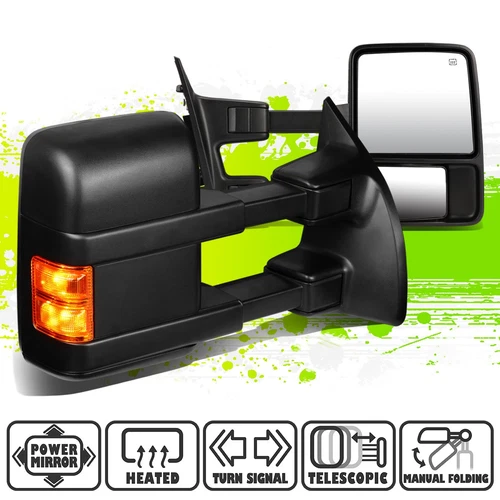 Powered Heated Amber LED Signal Side Tow Mirrors for F250-550 Super Duty 99-07