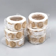 Handmade With Love Kraft Sticker Roll Lot 6 Rolls Round Labels Sealing
