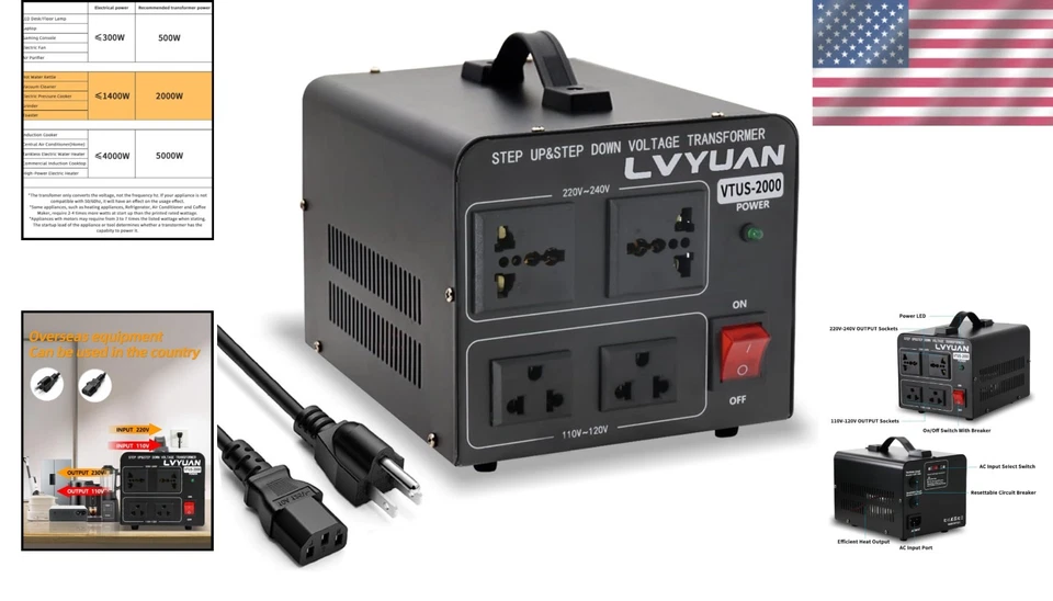 Environmentally Friendly 2000W Step Up/Down Transformer - Safe Power Conversion - Image 2 of 4