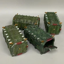 4 MUNITORUM ARMOURED CONTAINERS PAINTED TERRAIN WARHAMMER 40K NECROMUNDA