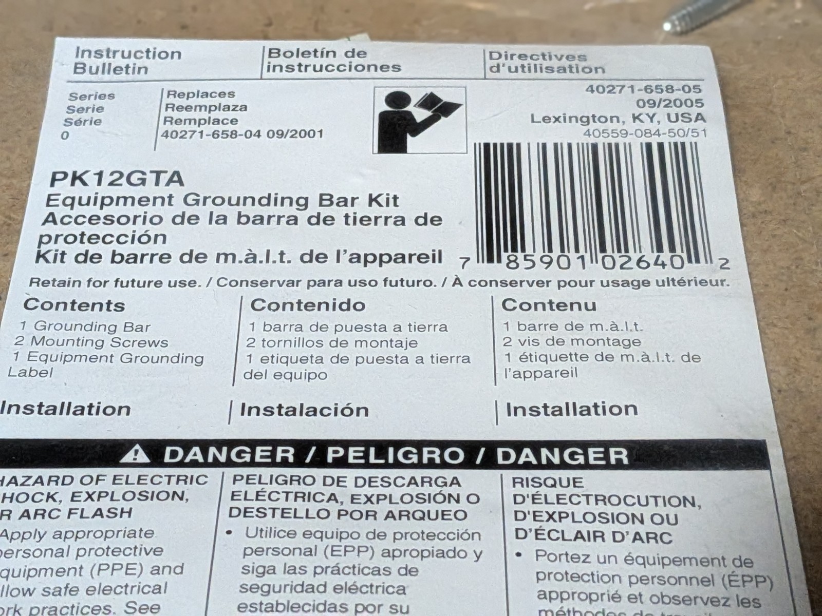 Square D by Schneider Electric PK12GTA Equipment Grounding Bar Kit - New in Bag