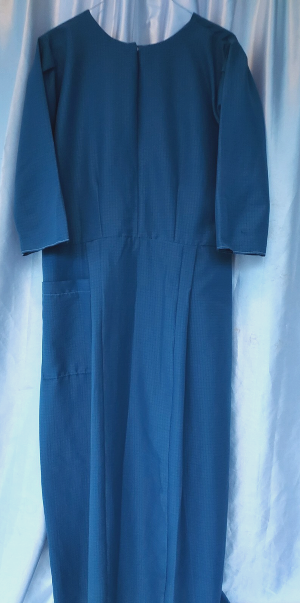 Handmade amish/ mennonite dress M/L blue long sleeve b-42 W36 l-51