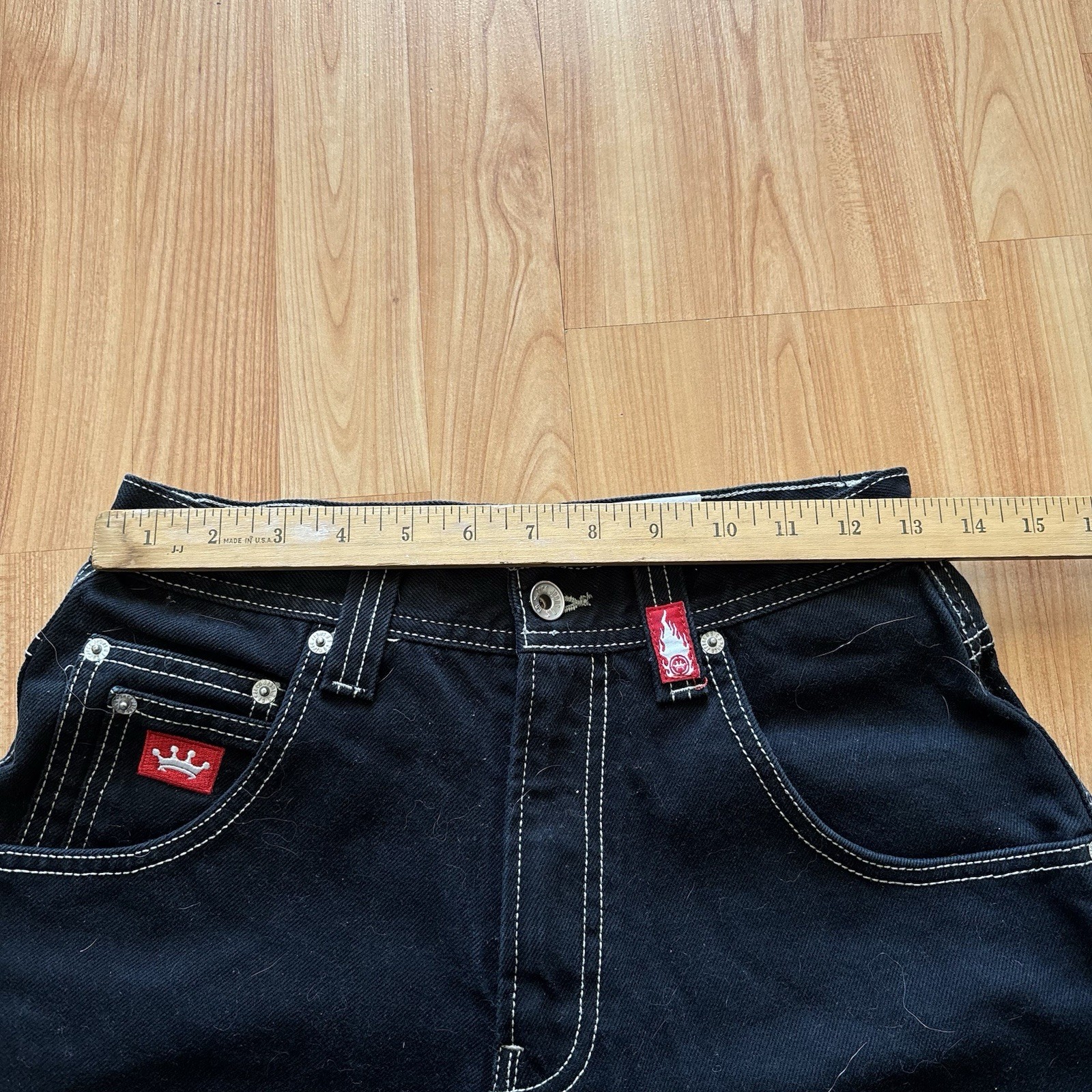 Vtg Y2K Woman’s Essential Baggy Wide Legged Bulldog Jnco Tribal Jeans Sz 26X28! image 8