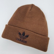 Adidas Originals Trefoil Beanie Brown Black Logo Knit Hat Standard Fit Unisex