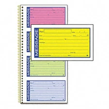Adams Business Forms SC1153RB Spiralbound Telephone Message Book Carbonless D...