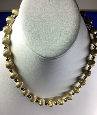 1970 Whiting & Davis 18'' Mesh Bead Necklace Retro Signed Gold Plated    NN22