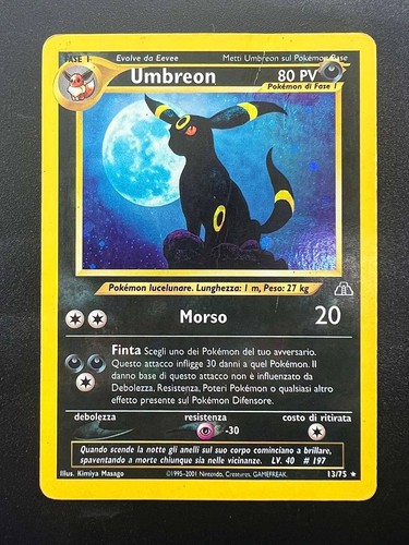 Pokemon Card Umbreon 13/75 NDI Neo Discovery Holo Italian Vintage Poor