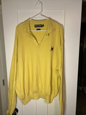 Vintage 90s Ralph Lauren Polo Golf Sweater Yellow cotton pullover Size XXL